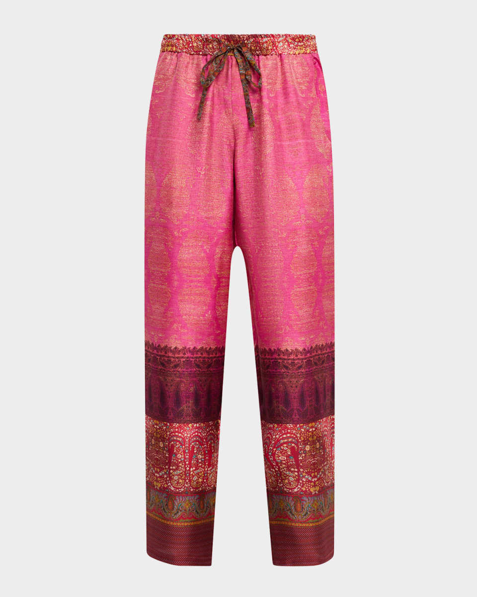 Cropped Floral & Paisley-Print Pants